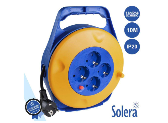 Extensão Elétrica com Enrolador 4x Schuko 10 m SOLERA Extensão Elétrica com Enrolador 4x Schuko 10 m SOLERA
